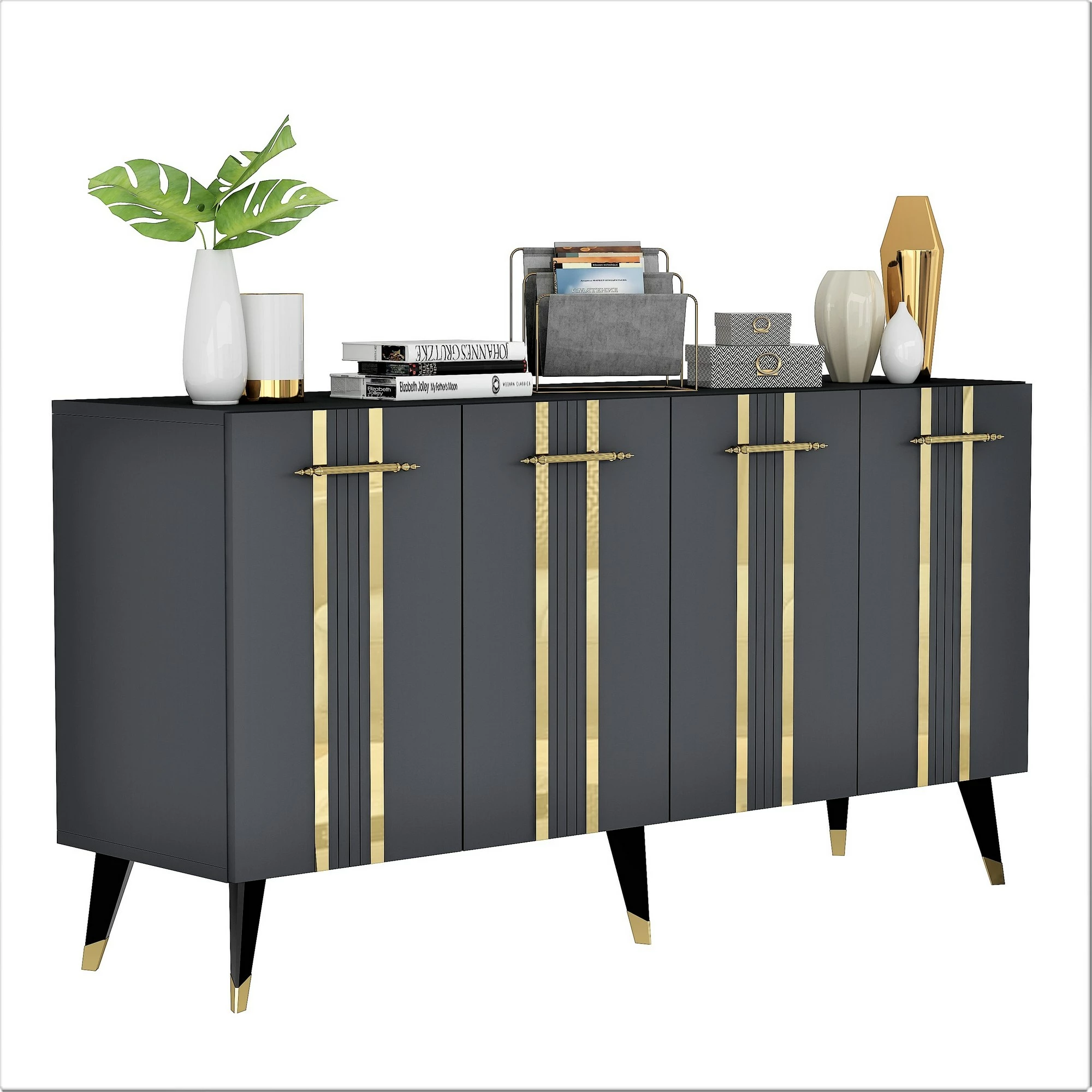 Konsol Hanah Home, Asel, anthracite-gold