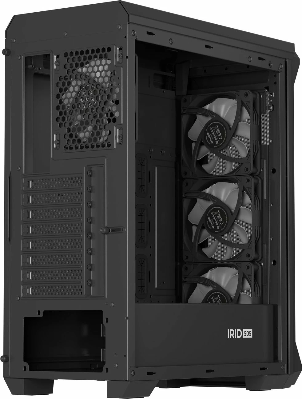 Kasë GENESIS Irid 505 ARGB V2 NPC-1518 Midi Tower ATX/Micro ATX/Mini-ITX, 4x120mm ARGB fan, xham i kalitur, e zezë