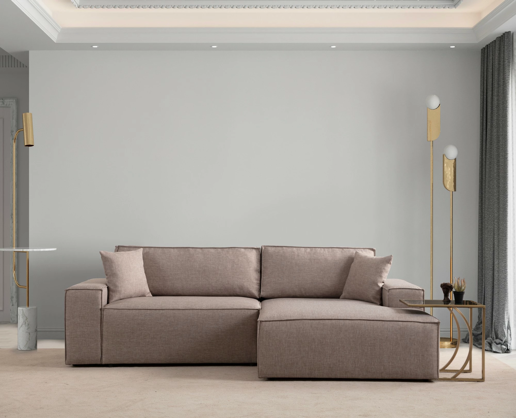 Kënd-sofë krevati Atelier del Sofa, kënd i djathtë, kafe