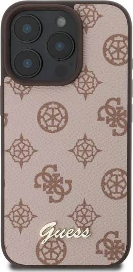 Mbështjellës Guess Peony Script MagSafe për iPhone 16 Pro, Kafe