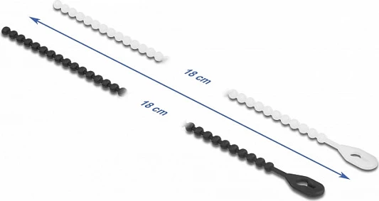 Lidhëse kabllosh DeLOCK Beaded, 180 mm, 100 copë, e ripërdorshme, bardhë/zezë