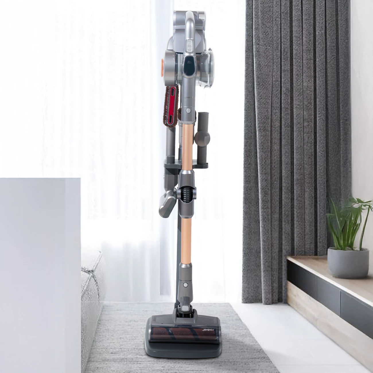 Fshesë me korrent pa kabllo JIMMY H9 Pro, 600 W, 0.6 L, gri/portokalli, me ekran LED