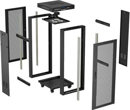 Kabinet rack LANBERG 19" 24U 600x600, standing, dyer të perforuara, me rrota, i zi
