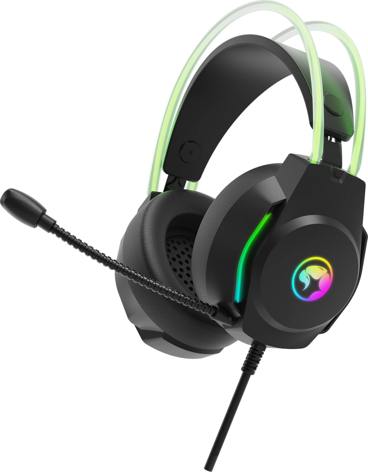 Kufje gaming Marvo H8620 me mikrofon, wired, RGB, 3.5mm + USB, 50mm, të zeza