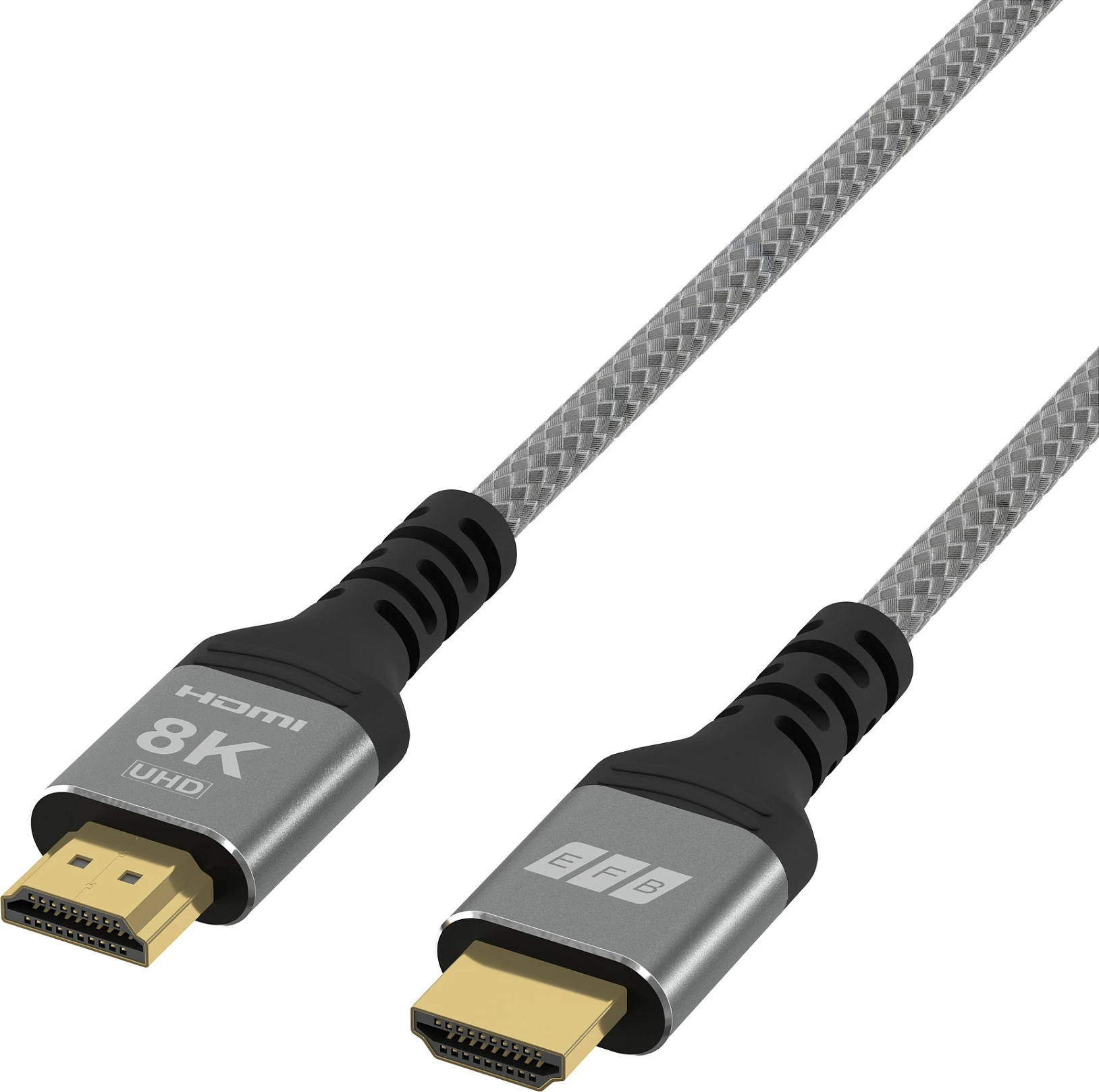 Kabllo HDMI EFB Elektronik HDMI-21-00003, 2 m, HDMI 2.1, 8K, Ultra High Speed me Ethernet, e zezë/gri