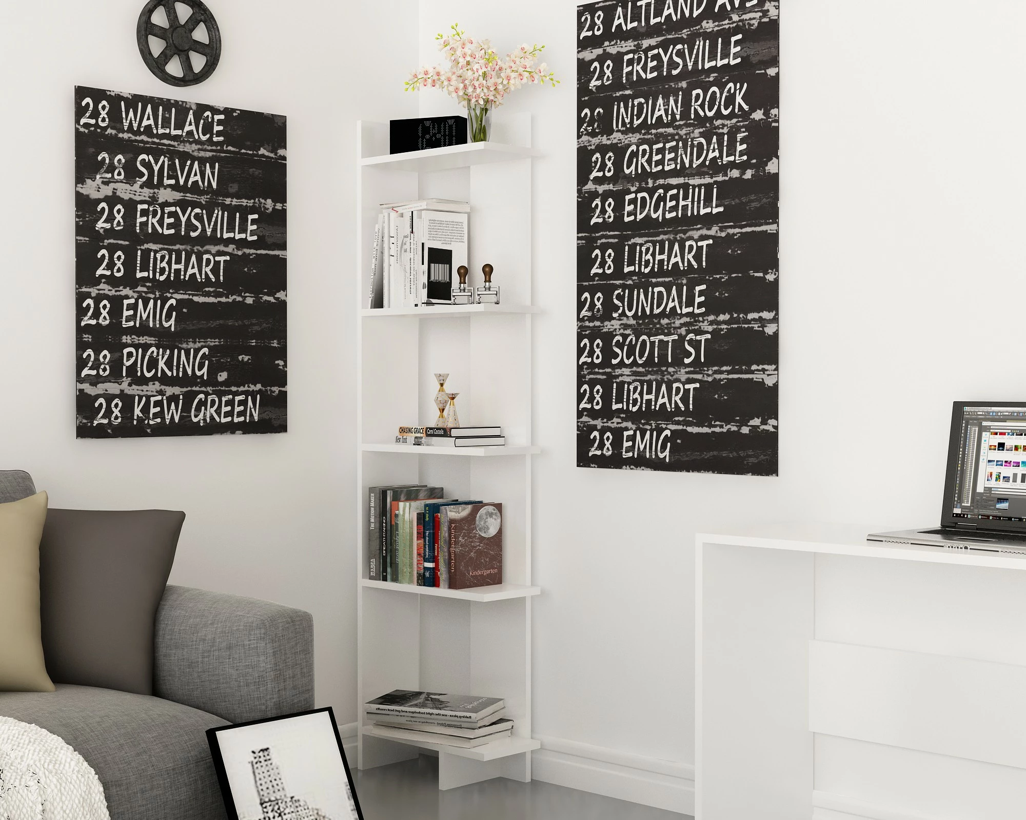 Raft librash Hanah Home, Als, i bardhë