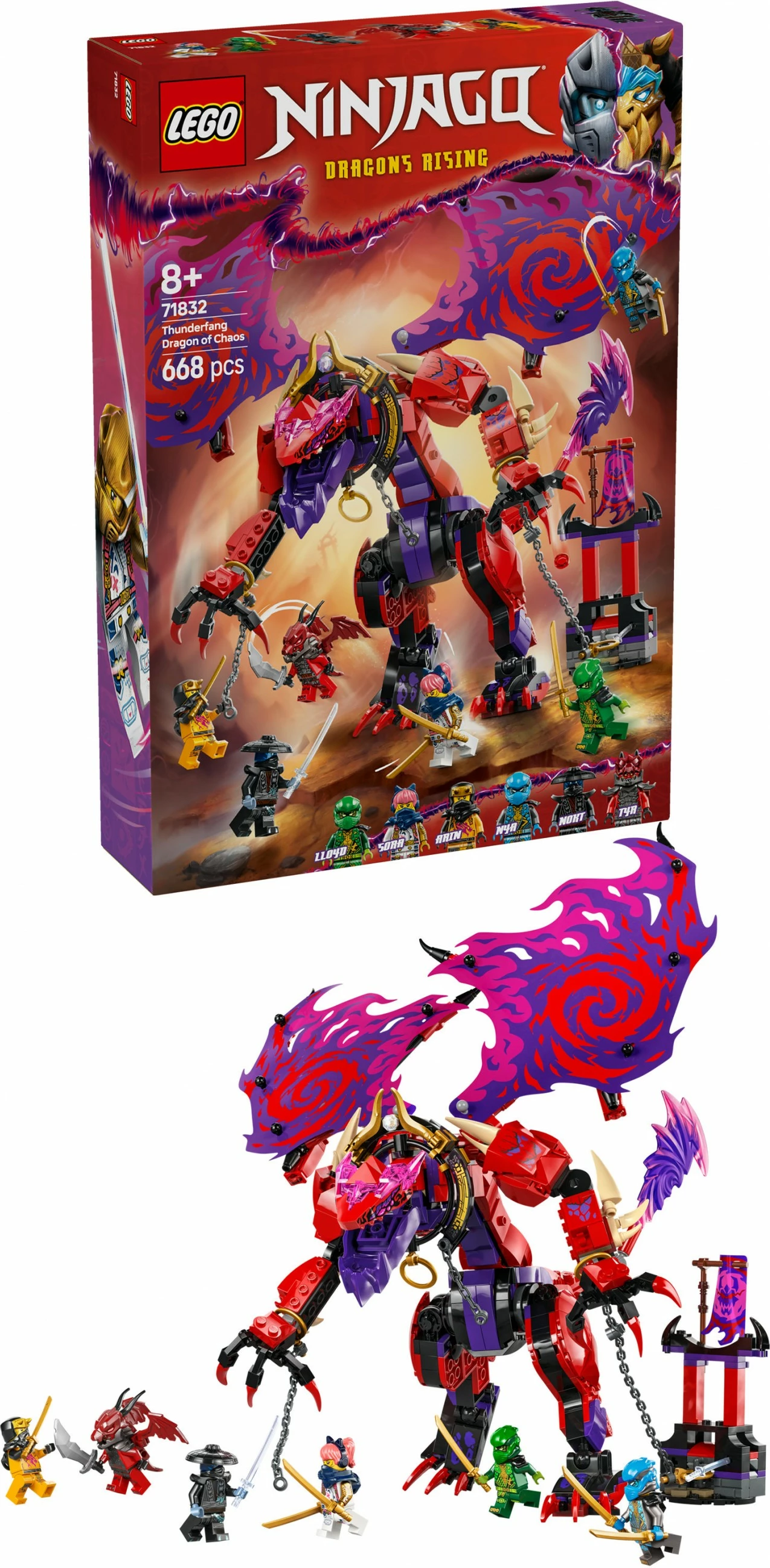 Set LEGO Ninjago 71832 Chaosdrache Donnerzahn, 668 pjesë