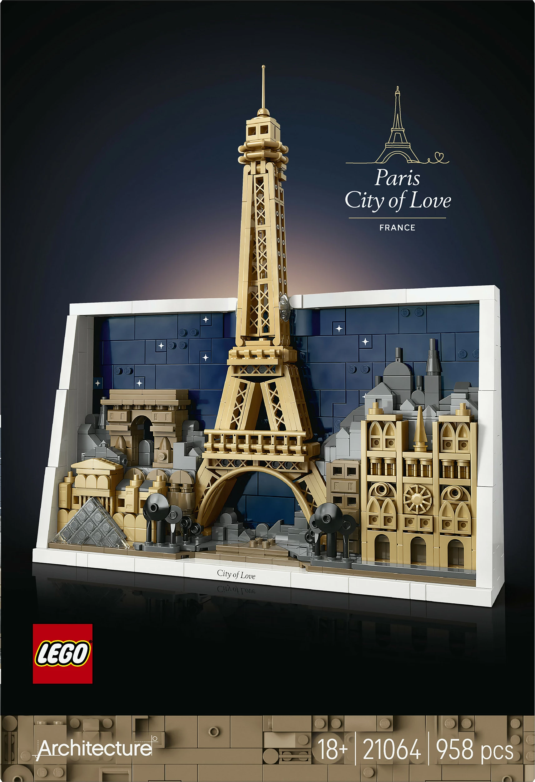 Set ndërtimi LEGO Architecture Paris City of Love 21064, 958 copa, multikolor