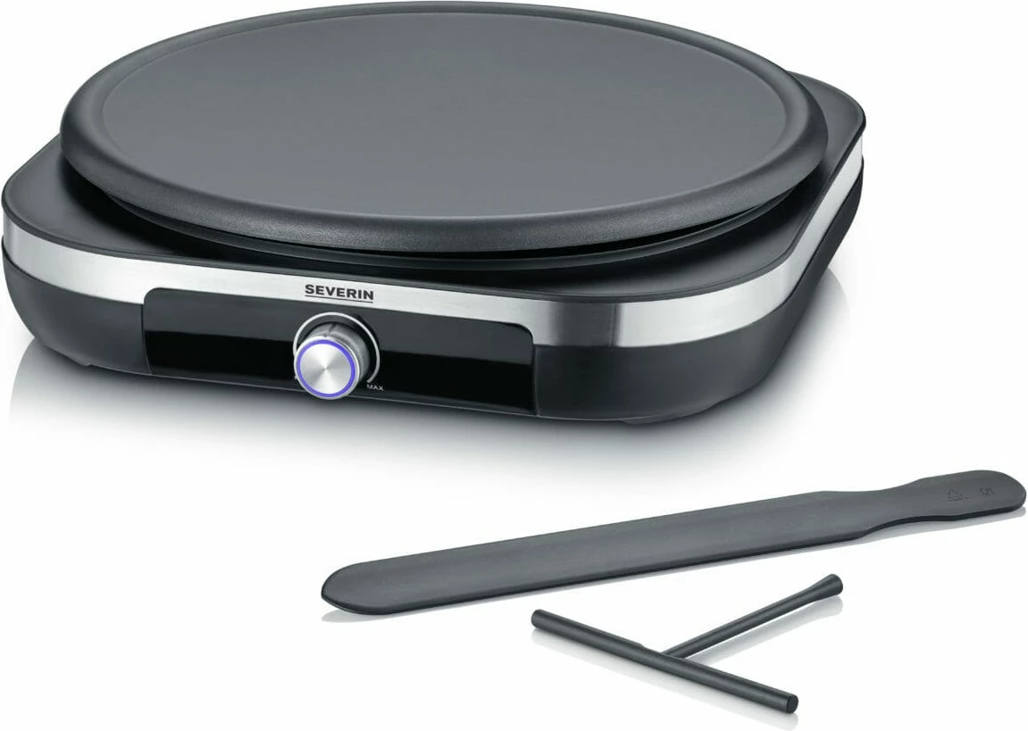 Aparat për krepa Severin CM 2199, 38 cm, kontroll rrotullues, i zi