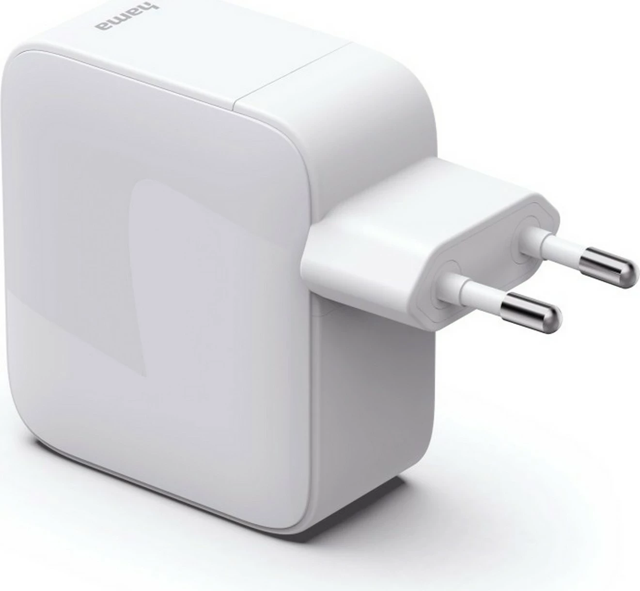 Karikues Hama GaN 65W, 2x USB-C, kabllo e tërheqshme, i bardhë