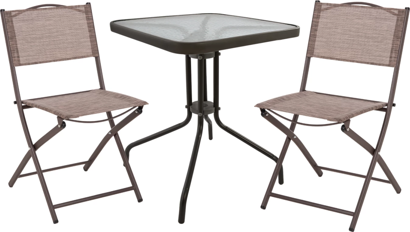 Set kopshti tavolinë & karrige të palosshme Figo FH21036, 3 pjesë, të kafta