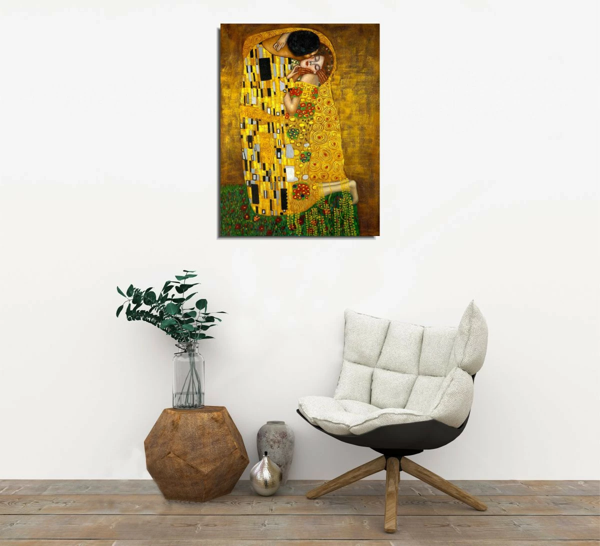 Pikturë dekorative në kanavacë, The Kiss nga Gustav Klimt, shumëngjyrëshe, DC239, 30x40cm