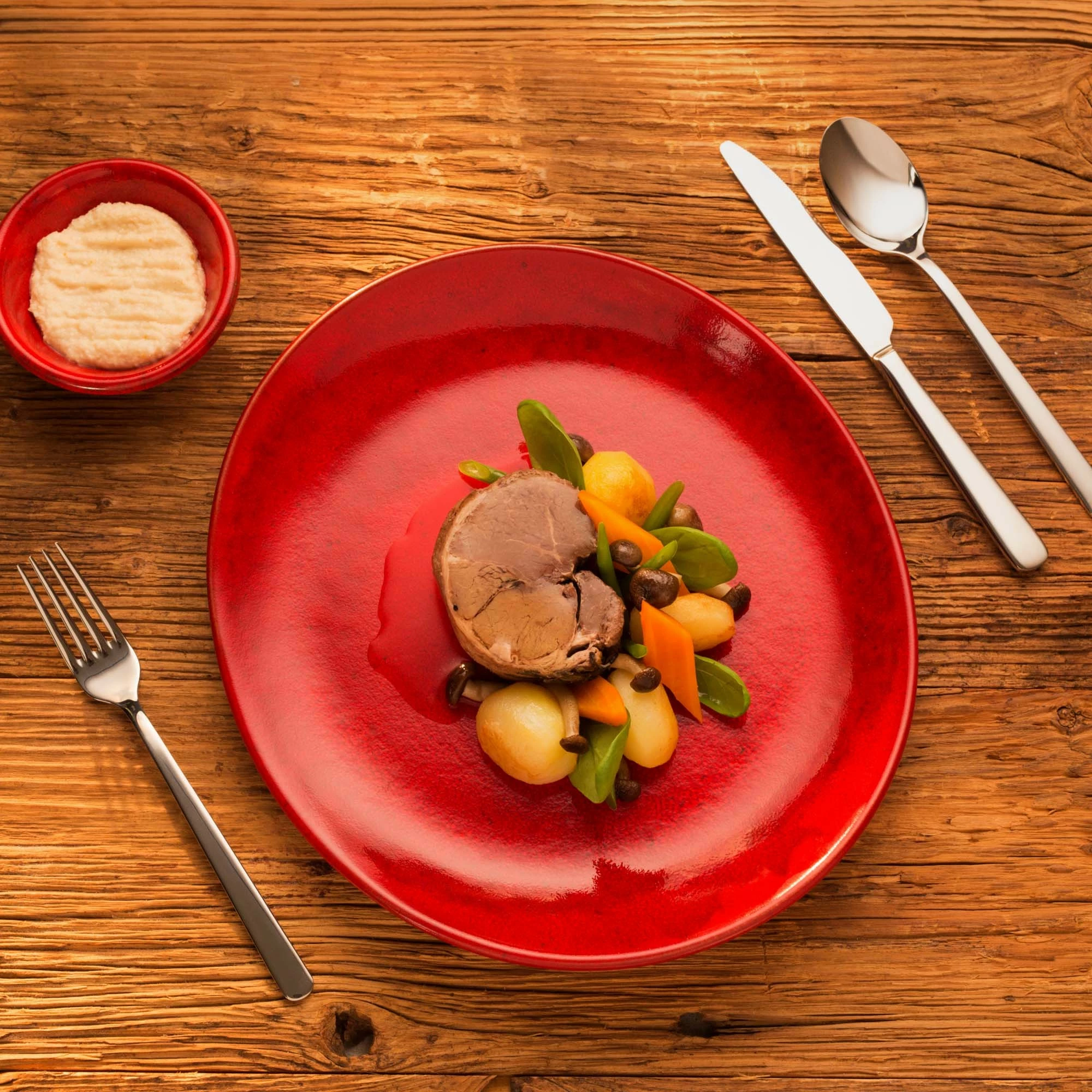 Tas konik Porland Seasons Magma 400 ml, porcelan, 115 mm, kuqe, set 6 copë