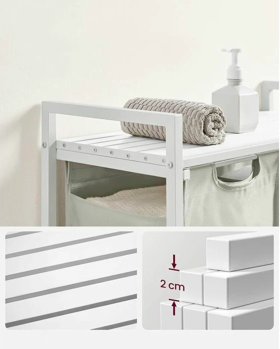 Shportë rrobash VASAGLE BLH201W01, 2 ndarje 92 L, me raft, 73x33x72 cm, e bardhë