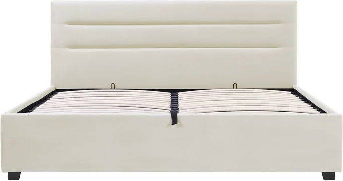 Krevat Molito kadife, ngjyrë ecru, me hapësirë për depo, 150x200cm