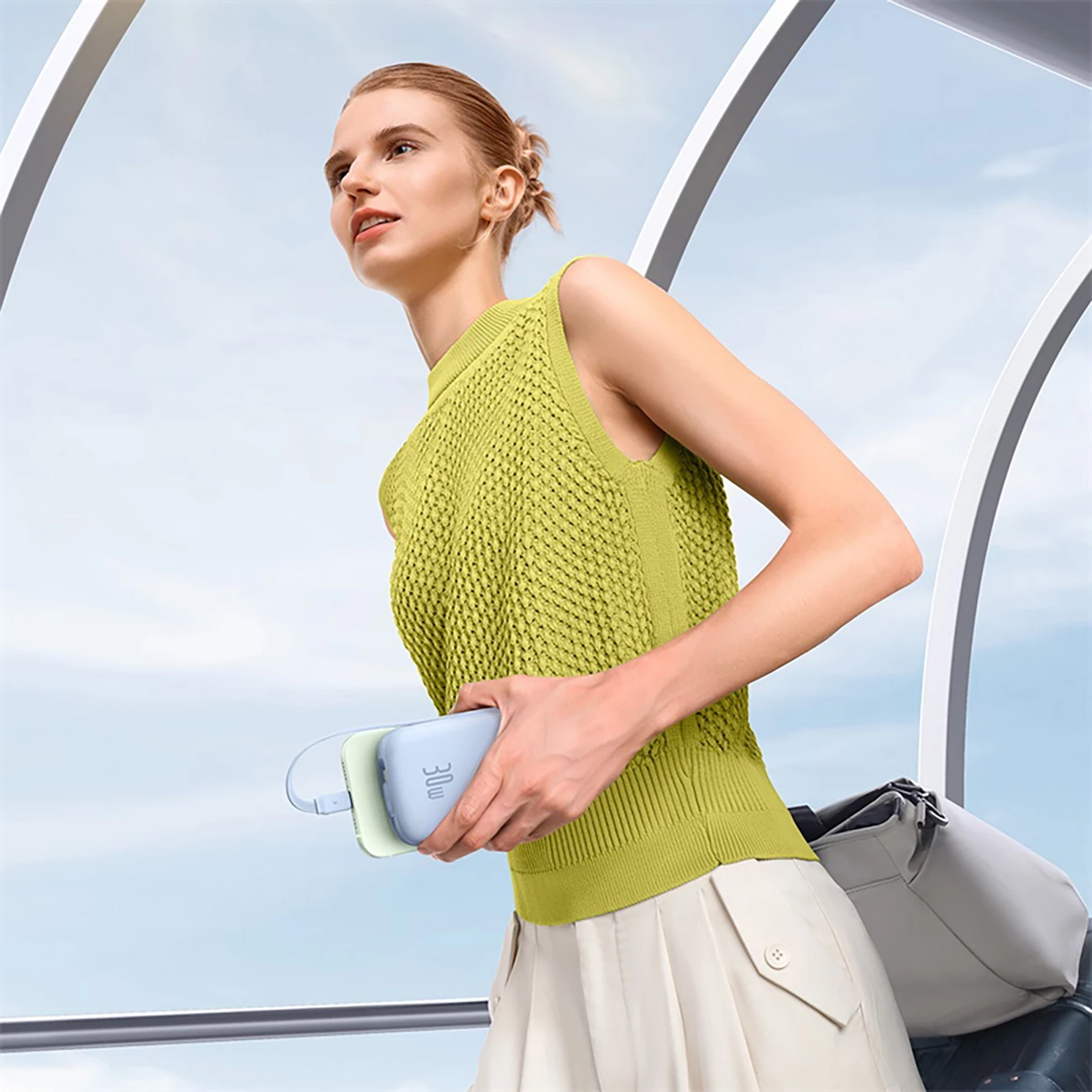 Powerbank Baseus QPow 2, 10000mAh, 30W, me kabllo USB-C të integruar, Kaltër