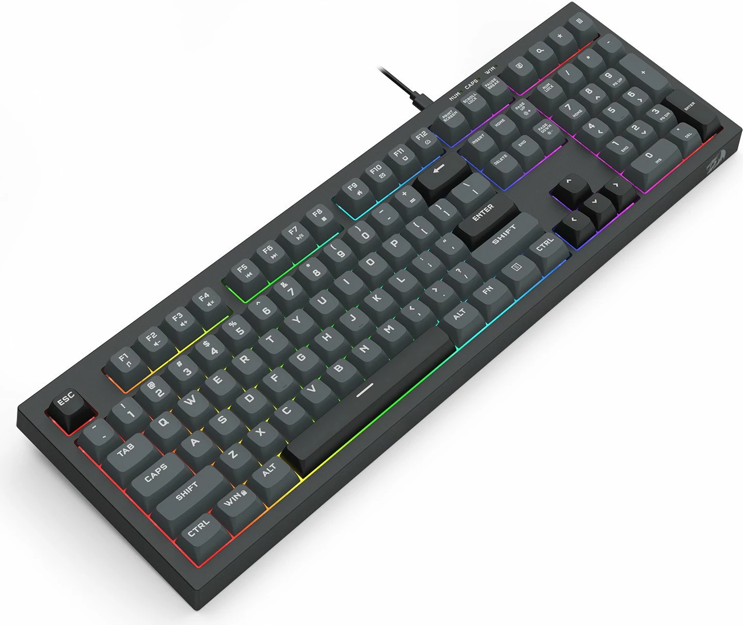 Tastierë gaming Redragon K518 Crux, full-size 108 taste, RGB, USB me kabllo 1.5 m, US layout, e zezë