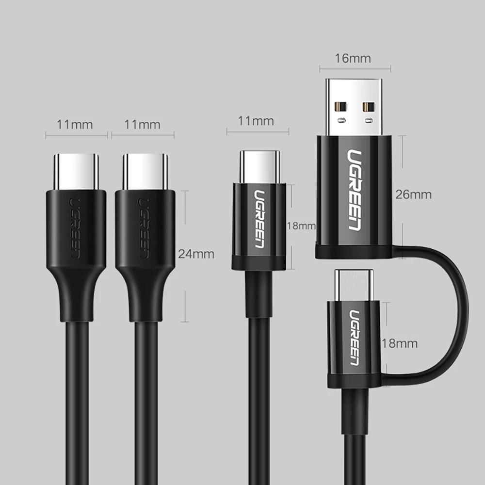 Kabllo USB-C në USB-C Ugreen US286, 1m, 3A, 480 Mbps, e zezë
