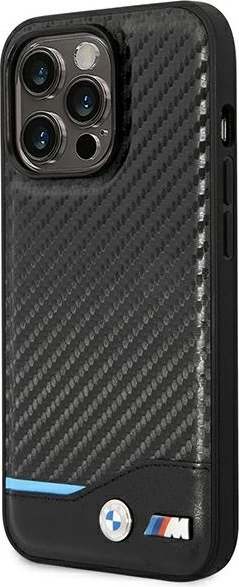 Mbështjellës BMW Leather Carbon për iPhone 14 Pro 6.1", i zi