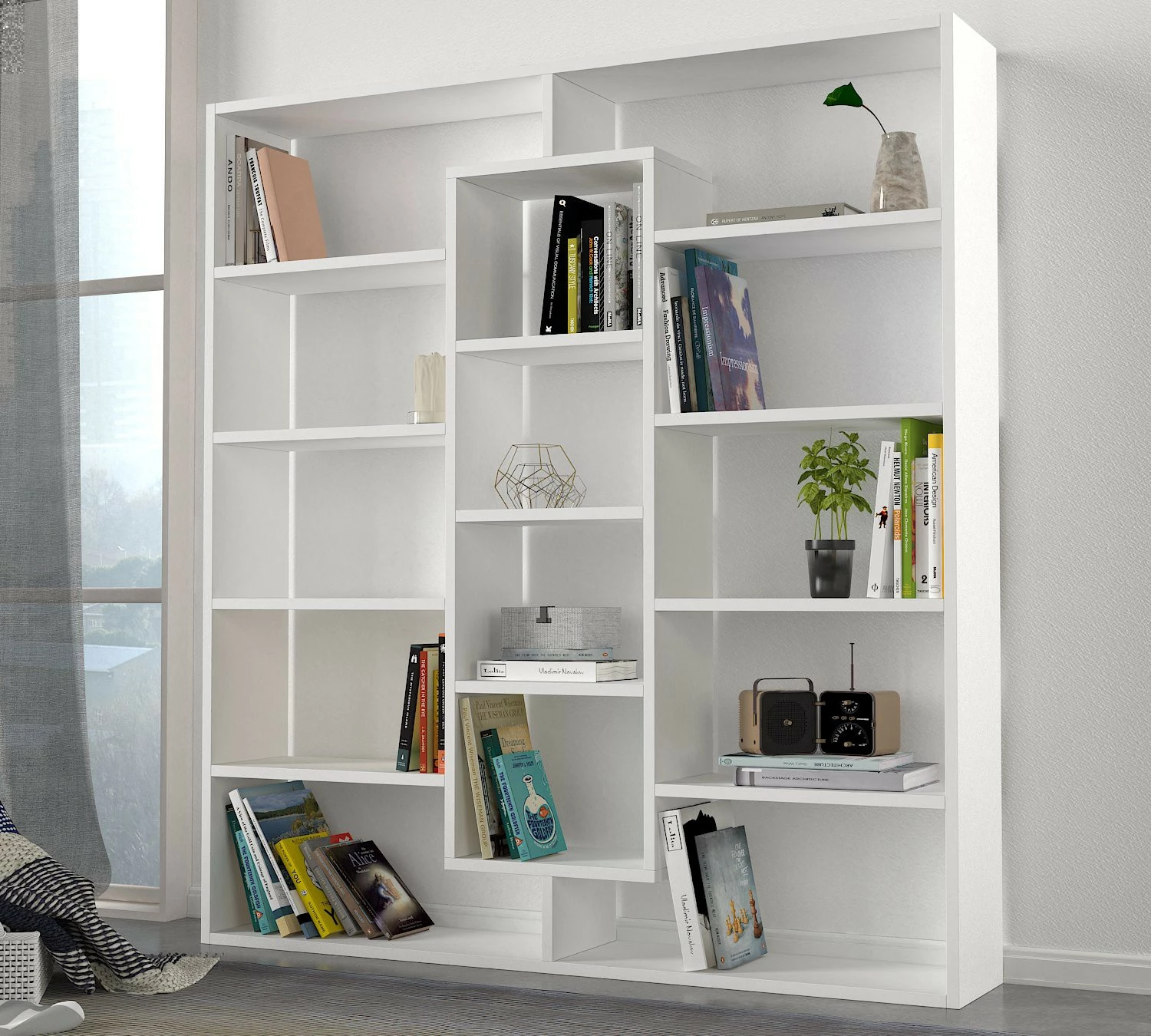 Raft librash Hanah Home, Ample, i bardhë