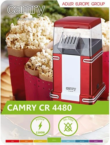 Makinë për kokoshka Camry CR4480 1200W pa vaj, e kuqe