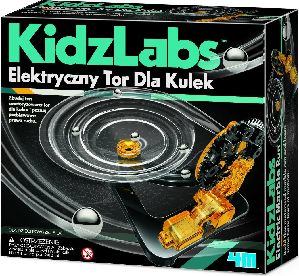 Set ndërtimi pistë topash elektrik, 4M KidzLabs 00-03456, motor elektrik, plastikë, punon me bateri AAA, moshat 5+