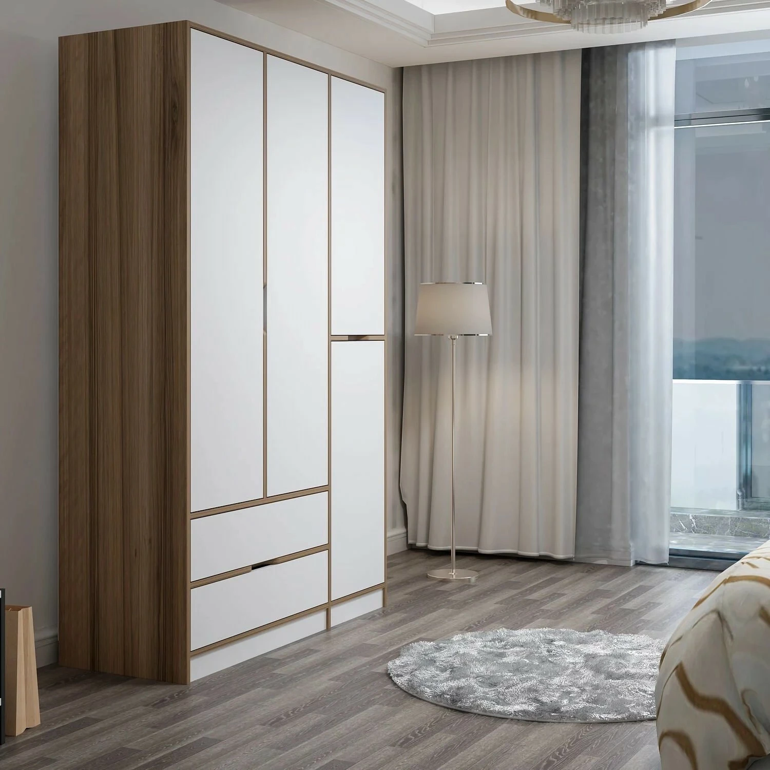 Dollap Hanah Home Elina, bardhë-dore, 140x208x52cm