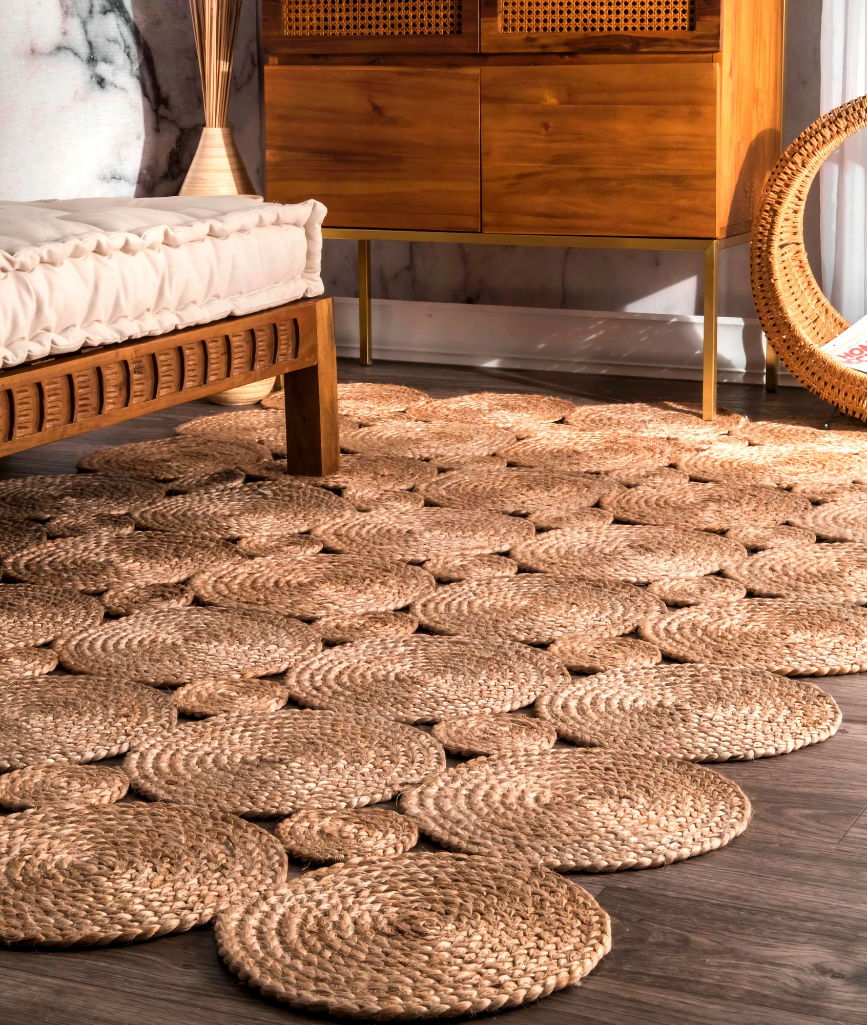 Qilim jute i dorëndërthurur, ngjyrë natyrale, 200x290cm, Conceptum Hypnose, 00011A