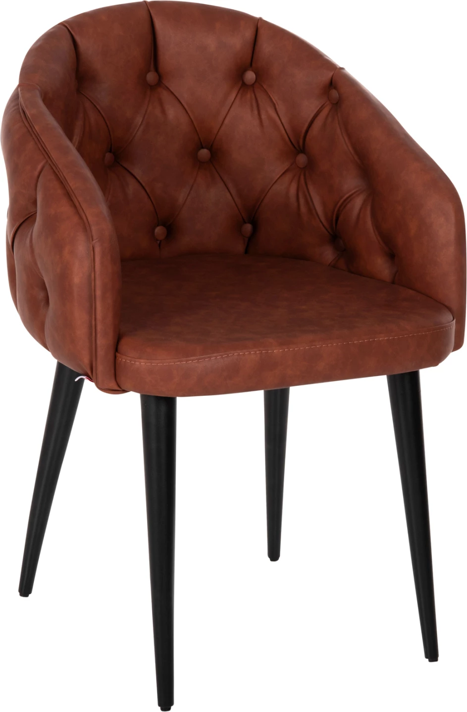 Fotel Loretta, lëkurë PU ngjyrë kafe e çelët, këmbë druri të zeza, FH9271.53, 53x60x82H cm