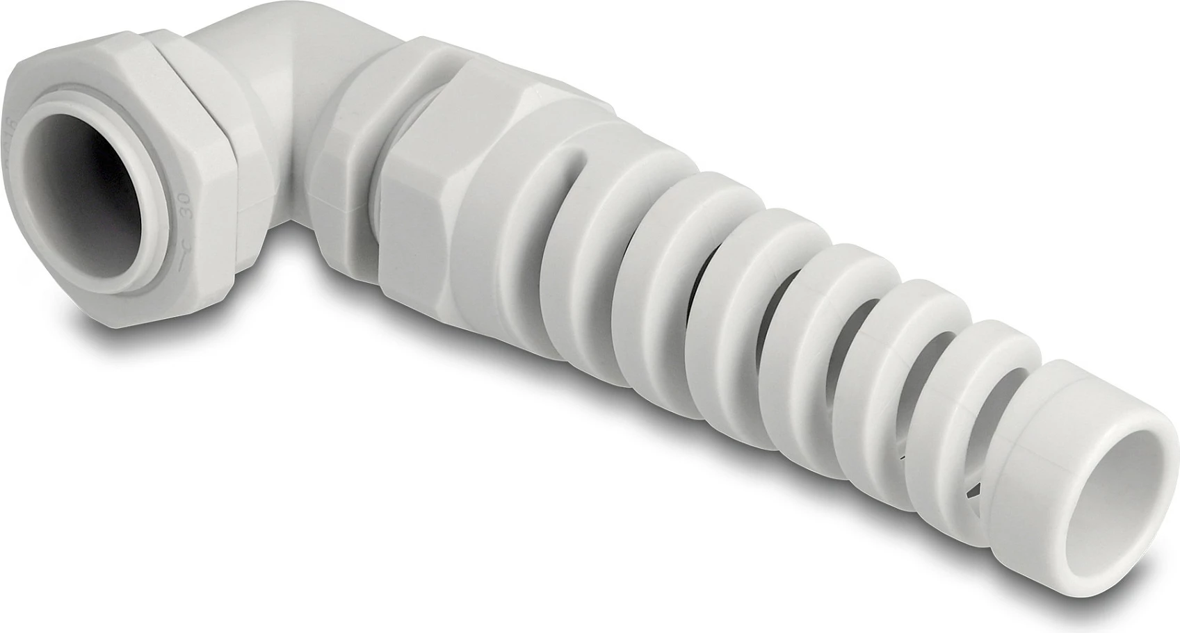 Glandë kablloje DeLOCK PG16 90°, IP68, për kabllo 10-14 mm, gri
