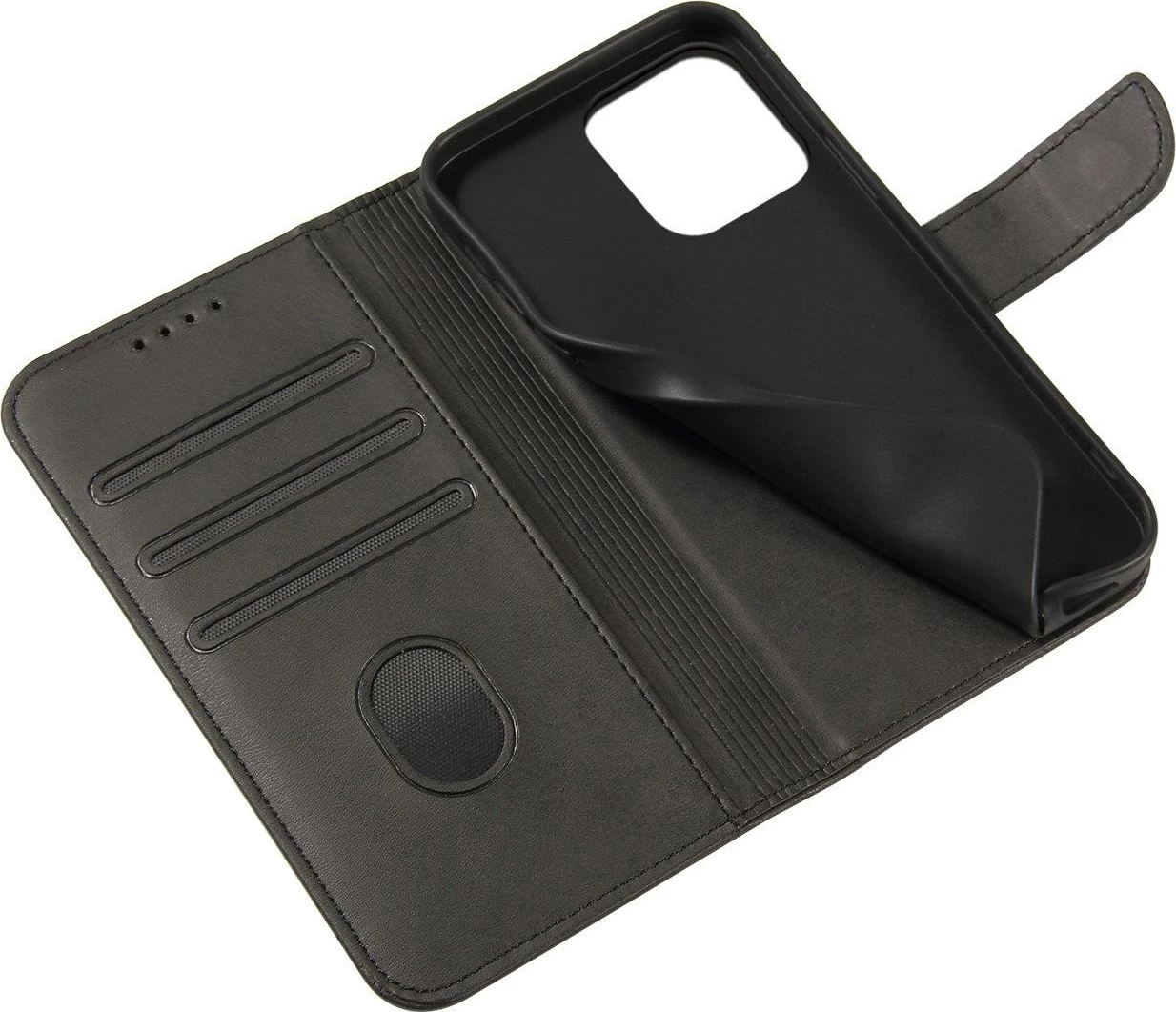 Mbështjellës Hurtel Magnet Case për TCL 20 Pro 5G, flip cover me portofol dhe stand, zi