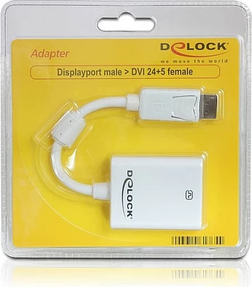 Adapter DisplayPort në DVI-I DeLOCK 61765, 0.125 m, i bardhë