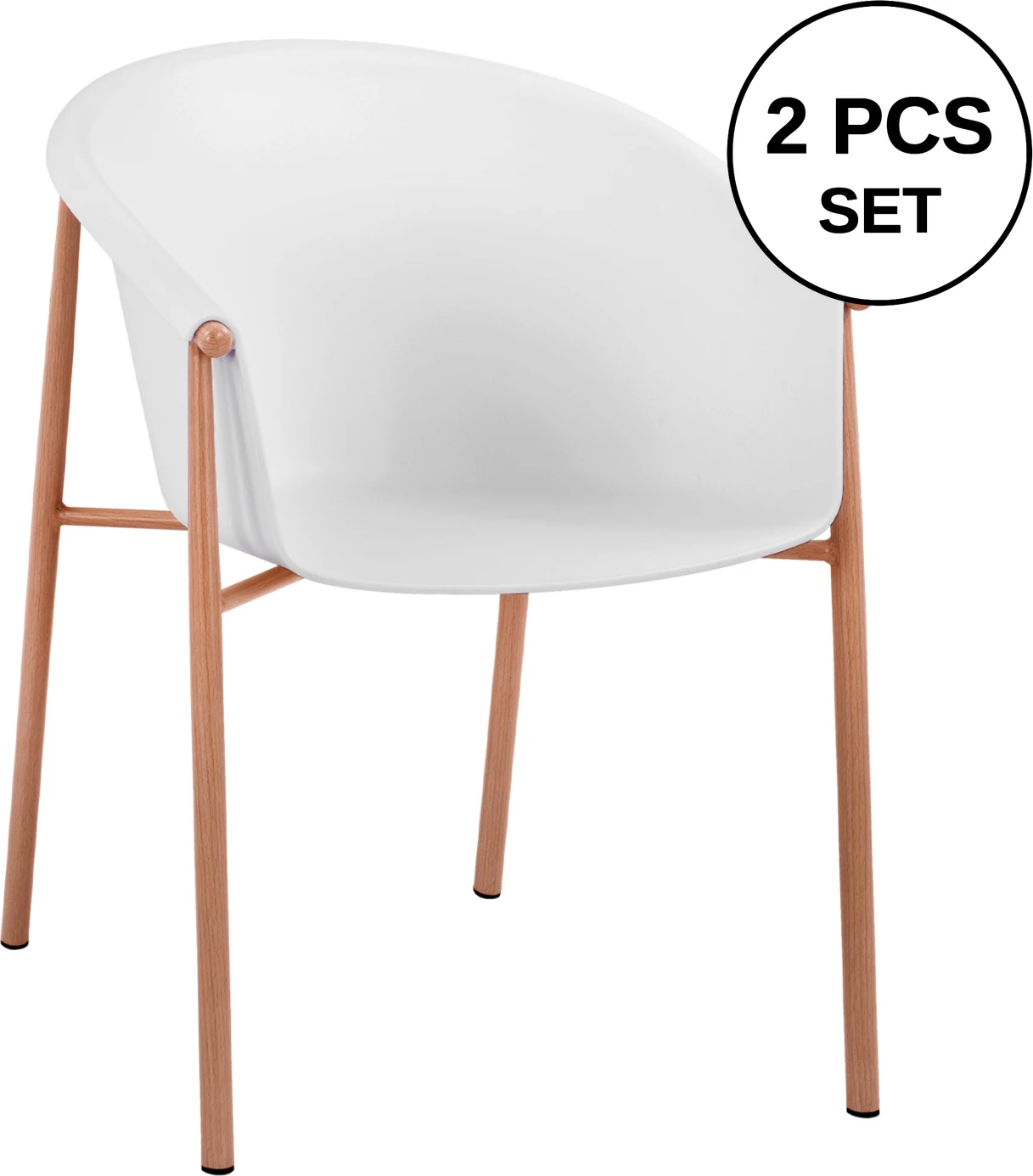 Karrige me krahë polipropileni Helga, ngjyrë e bardhë, FH8685.01, 57x56,5x78 cm, set prej 2 copë