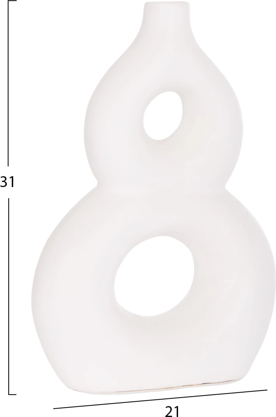 Vazo dekorative tavoline FIORIN, terrakotë e bardhë, FH4666.02S, 21x7.5x31cm