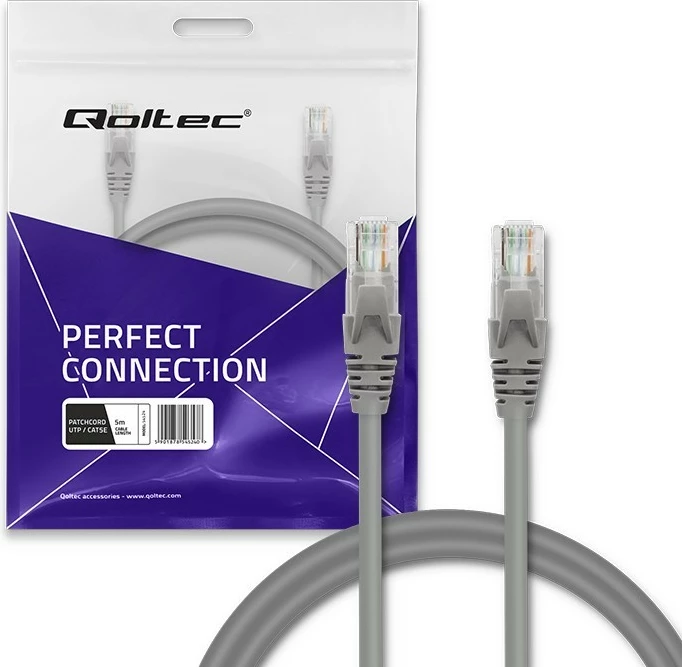Kabllo rrjeti Qoltec CAT5e, 5m, RJ-45, Gri
