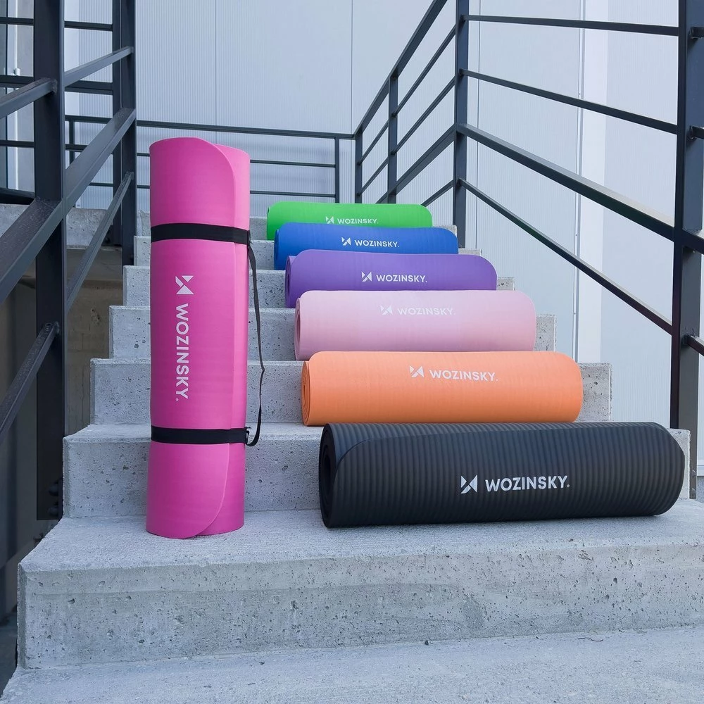 Tapet ushtrimesh/joga Wozinsky WNSP-BLUE 181x63x0.9 cm NBR, me rrip dhe çantë, blu