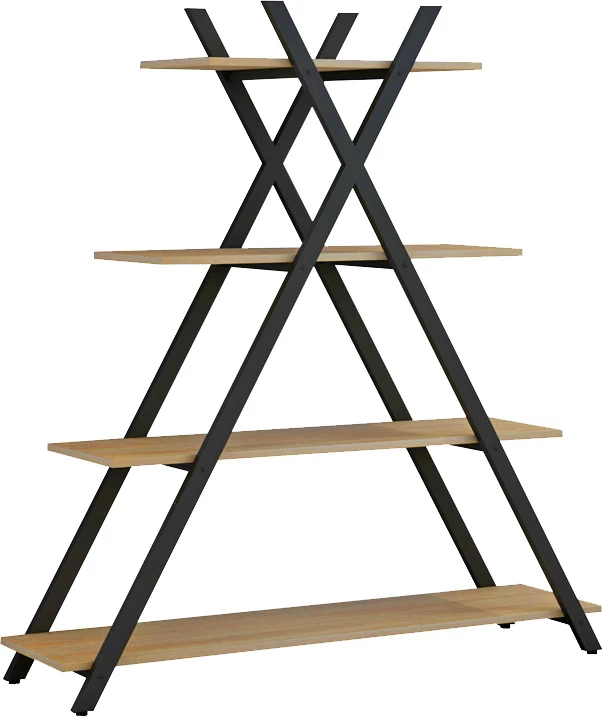 Raft librash Tree, ngjyrë e zezë-natyrale, 120x33x135cm