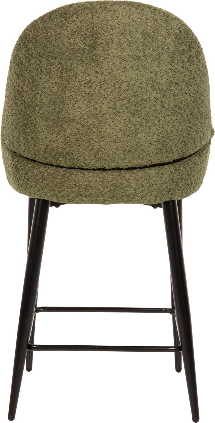 Karrige për bar, lartësi mesatare, FH8586.03, pëlhurë boucle jeshile, këmbë metali të zeza, 55x62x105H cm, set prej 2 copë