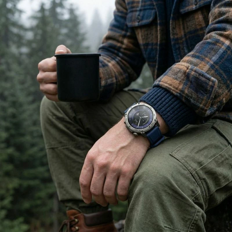Smartwatch Gravity GT46-2, rrip silikoni dhe byzylyk çeliku, të zeza/blu