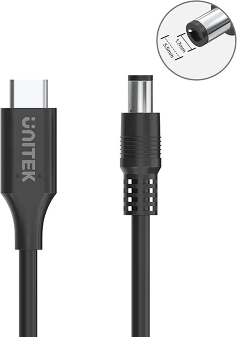 Kabllo furnizimi për laptop Acer Unitek, 65W USB-C - DC5,5, ngjyrë e zezë