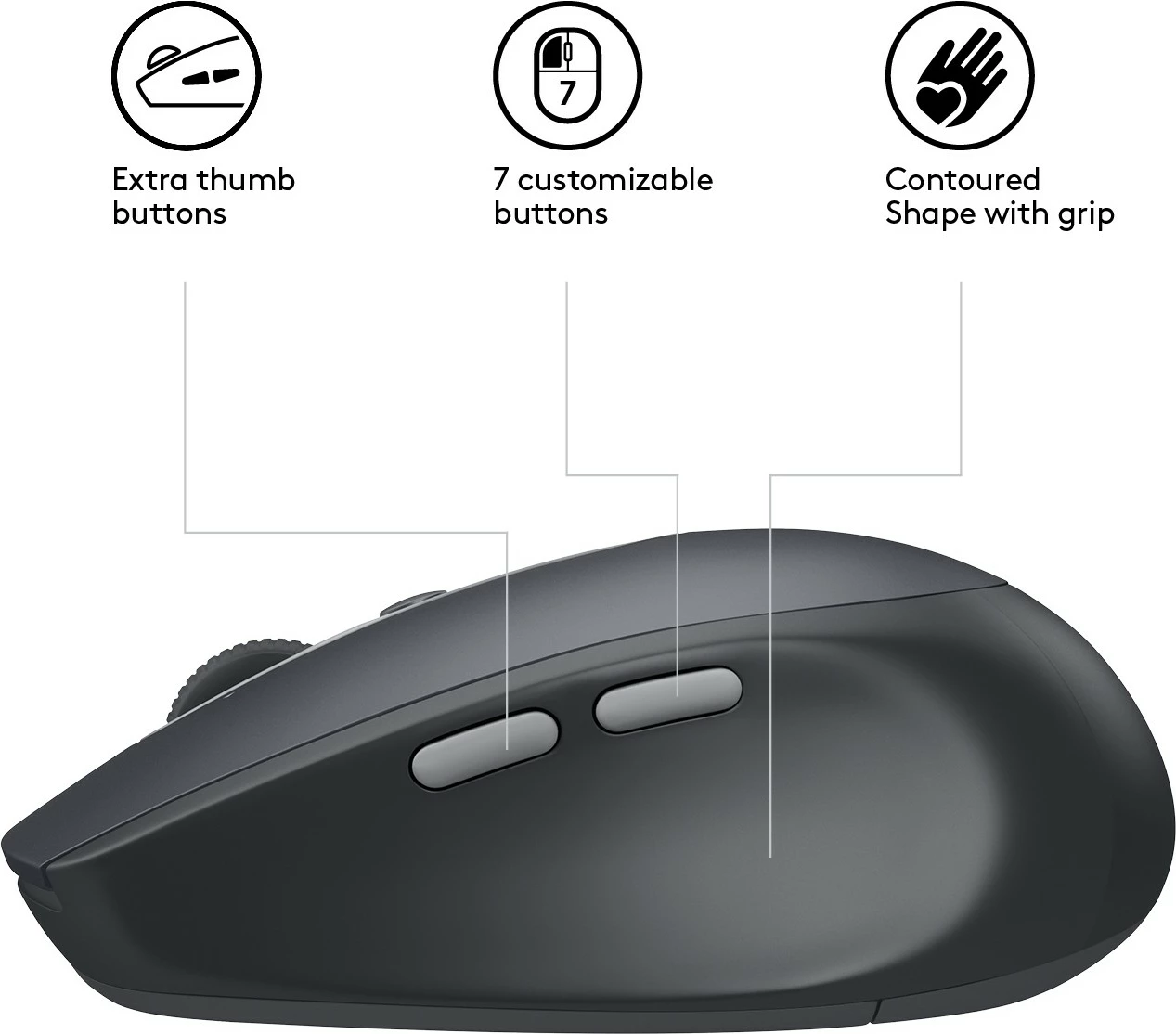 Maus Logitech M590 Multi-Device Silent, wireless, Bluetooth, 1000 DPI, graphite