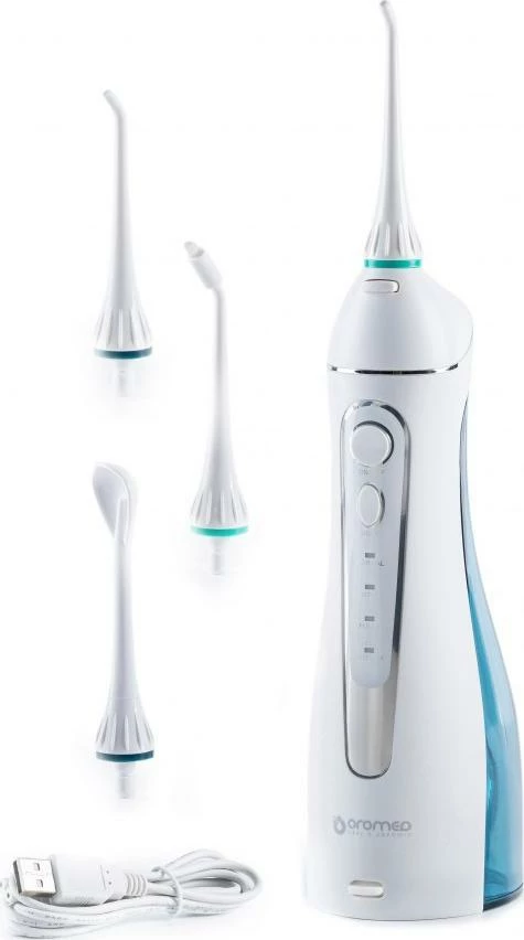 Irigator dentar Oromed Oro-Dent Professional, 200 ml, 4 programe, me bateri, 4 grykë, i bardhë