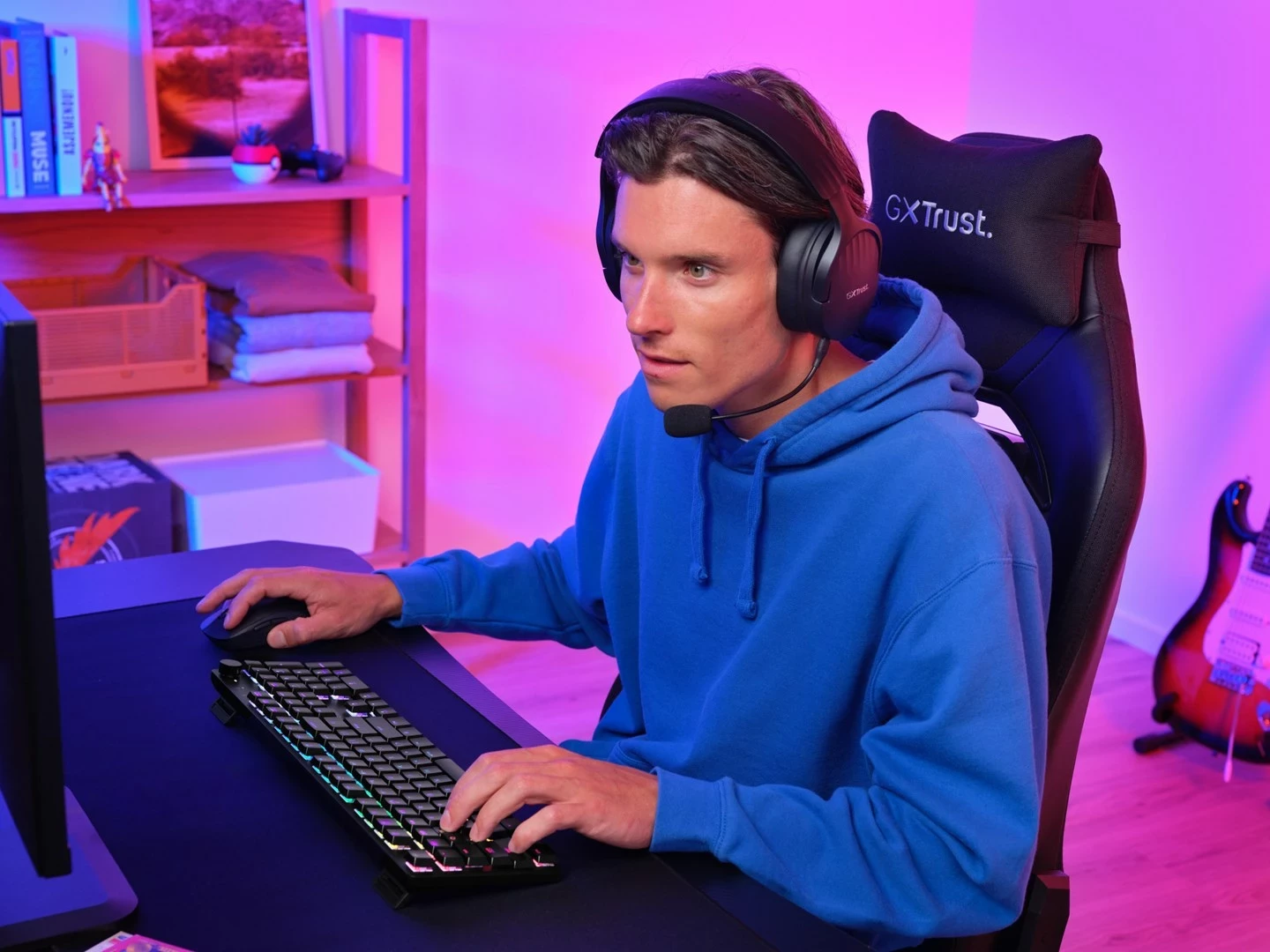 Tastierë Trust GXT 868 Torix, Gaming, USB + RF Wireless + Bluetooth, QWERTY, US English, E zezë