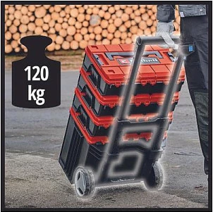 Kuti veglash me rrota Einhell E-Case Tower, 1x L + 2x S, e zezë/kuqe
