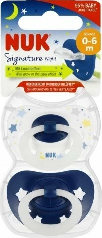 Biberon NUK Signature Night 10175270 0-6m, silikon, multicolor, set 2 copë