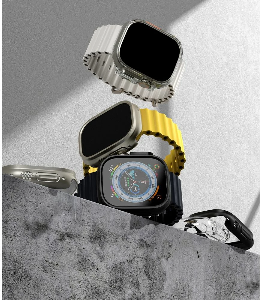 Mbështjellës Ringke Slim për Apple Watch Ultra 49mm, 2 copë, Transparent & Titanium