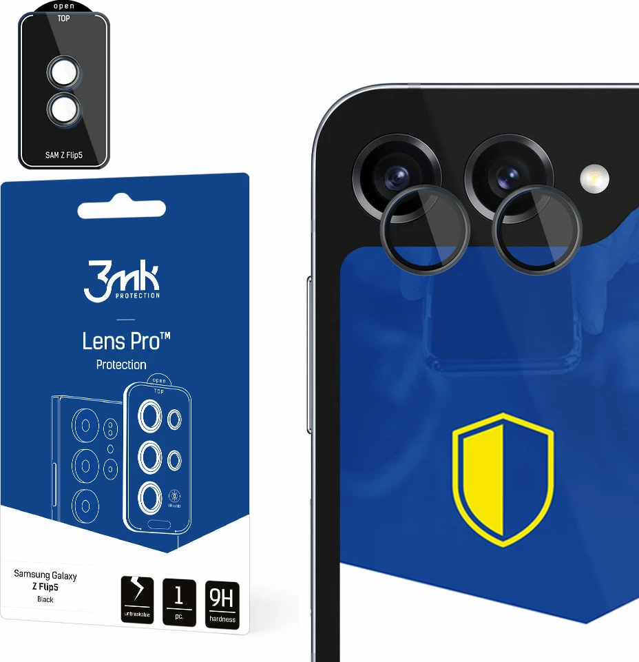 Mbrojtës xhami për kamerë Samsung Galaxy Z Flip 5, 3mk Lens Protection Pro, i zi