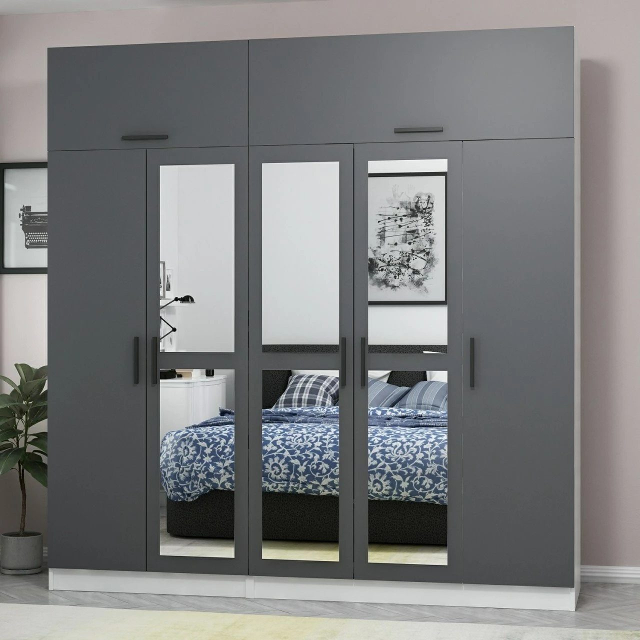 Dollap garderobe Skye Decor, ngjyrë antracit, Kale - 5158