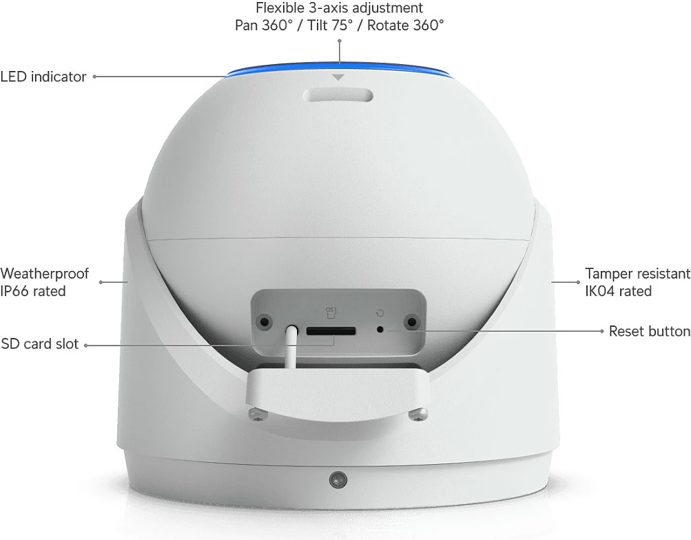 Kamerë sigurie IP Ubiquiti G6 Pro Turret, 4K PoE+, zoom optik 2.36x, Indoor/Outdoor, e bardhë