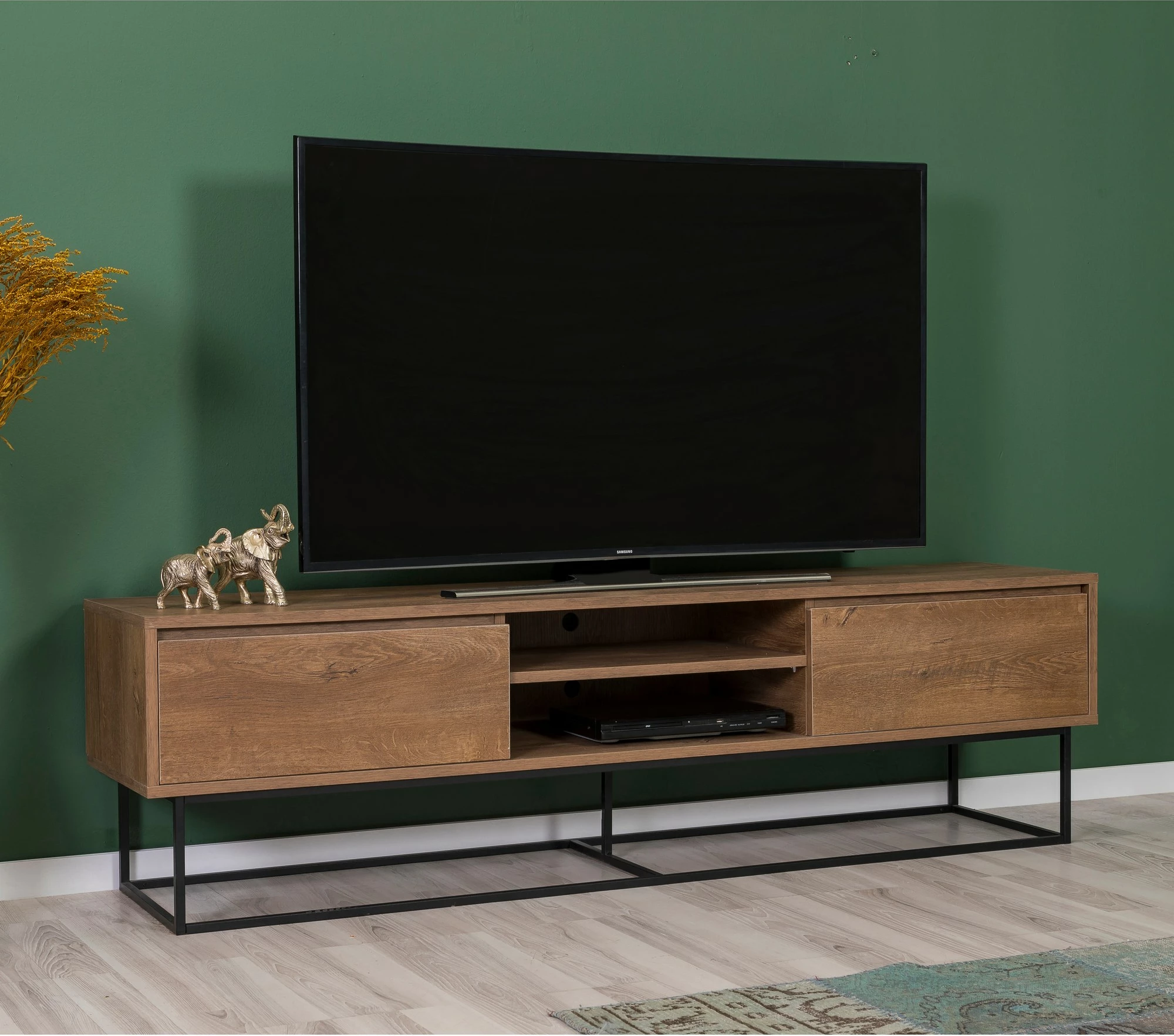 Set mobiljesh për dhomë dite, ngjyrë arrë dhe e zezë, Skye Decor, Laxus Takım 11